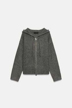 ZARA ТРИКОТАЖНОЕ ХУДИ, МЯГКИЙ СЕРЫЙ