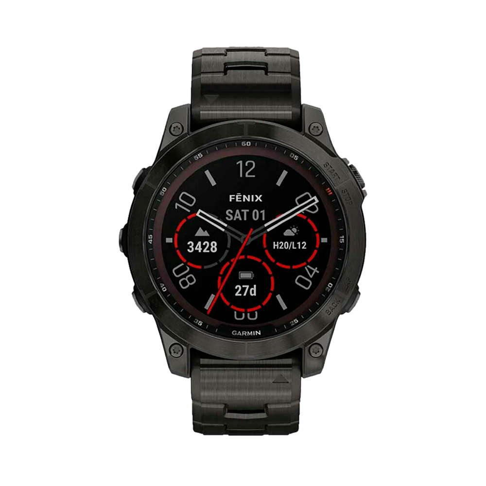 Умные часы Garmin Fenix 7, 47mm, Sapphire Solar Carbon Gray DLC Titanium with Titanium Band (010-02540-39)