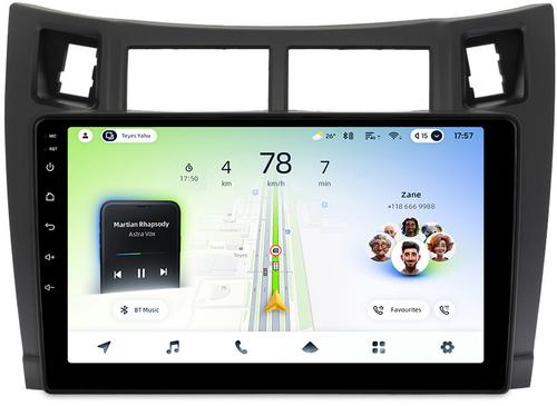 Магнитола для Toyota Vitz 2, Yaris 2 2005-2011 (рамка черная) - Teyes CC4L монитор 9" IPS, Android 14, Быстрая, Snapdragon 662, CarPlay, 4G SIM-слот
