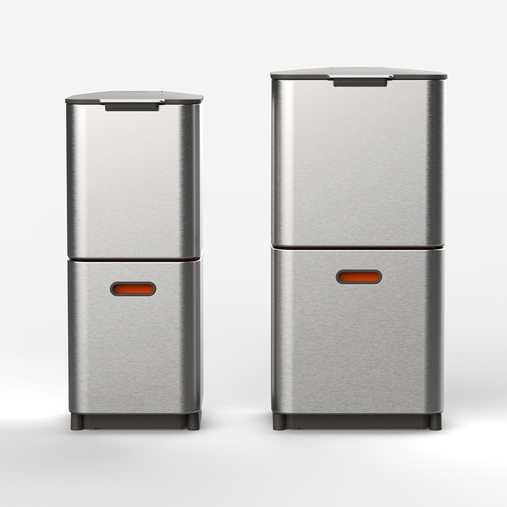 Контейнер для мусора с двумя баками totem compact, 40 л, нержавеющая сталь