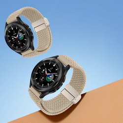 Эластичный ремешок серого цвета (Beige) от Dux Ducis для смарт часов Samsung Galaxy Watch 3, 4, 5, 6 и 7 (размер крепления 20мм), серия Strap (Mixture Pro Series)