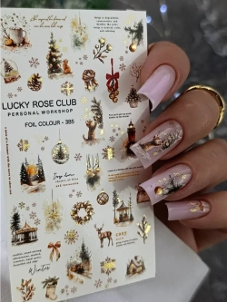 Lucky Rose Слайдеры наклейки для длинных ногтей 385