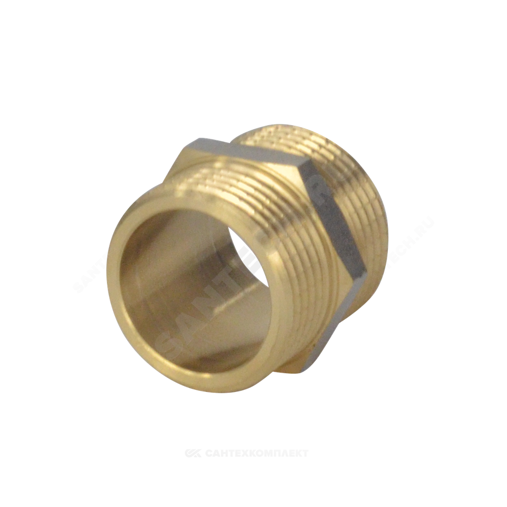 Ниппель латунь никель Ду 32 (1 1/4") НР 9022 ГОСТ 32585-2013 Aquasfera 9022-04