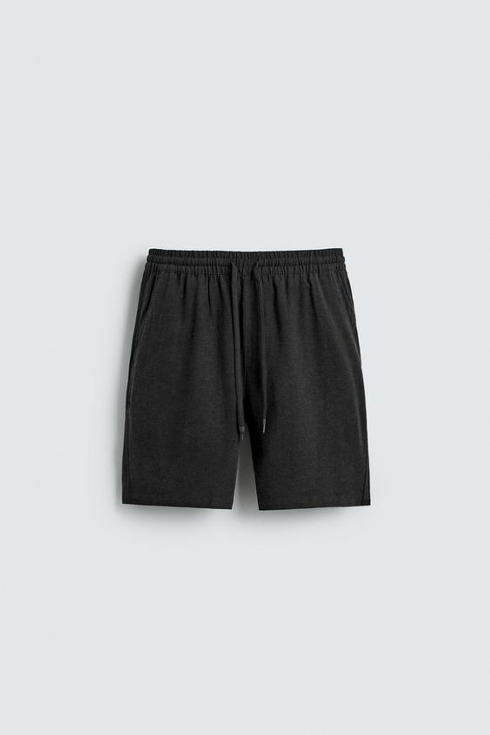 ZARA БЕРМУДЫ RELAXED FIT ИЗ ВИСКОЗЫ И ЛЬНА, ЧЕРНЫЙ