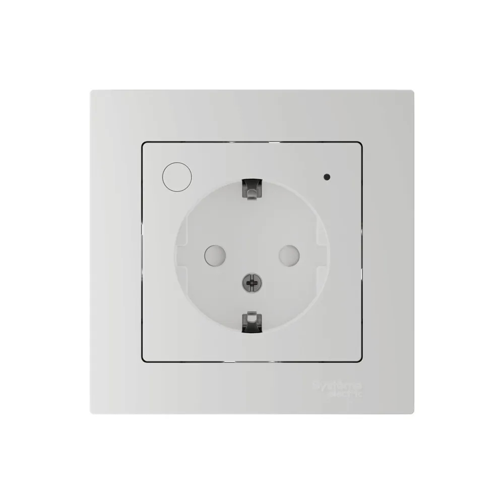 ATLASDESIGN SMART РОЗЕТКА с заземл., со шт., Zigbee, L+N, 16А, мех., БЕЛЫЙ
