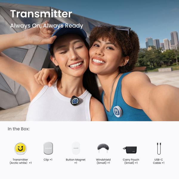 Беспроводной петличный микрофон Insta360 Mic Pro Transmitter, Арктический белый | Arctic White
