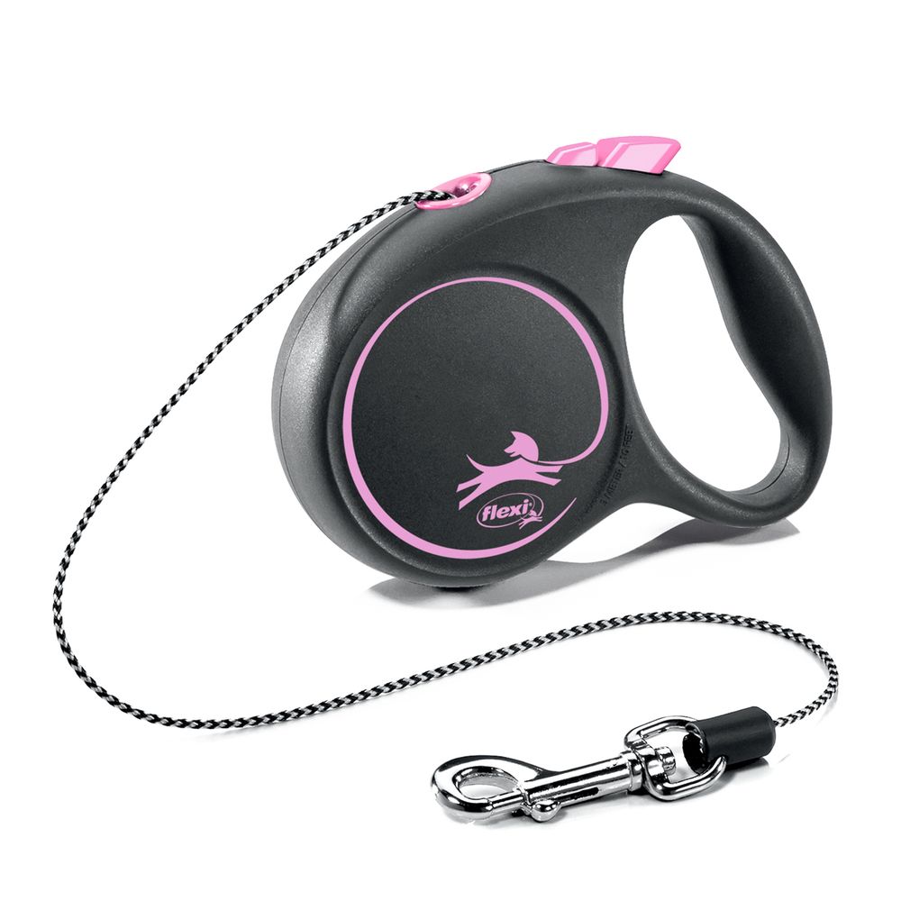 Рулетка flexi Black Design XS (до 8 кг) 3 м трос черный/розовый