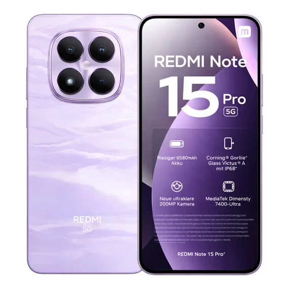 Смартфон Xiaomi Redmi Note 15 4G NFC 8 ГБ | 256 ГБ (Фиолетовый | Purple) (версия Global)
