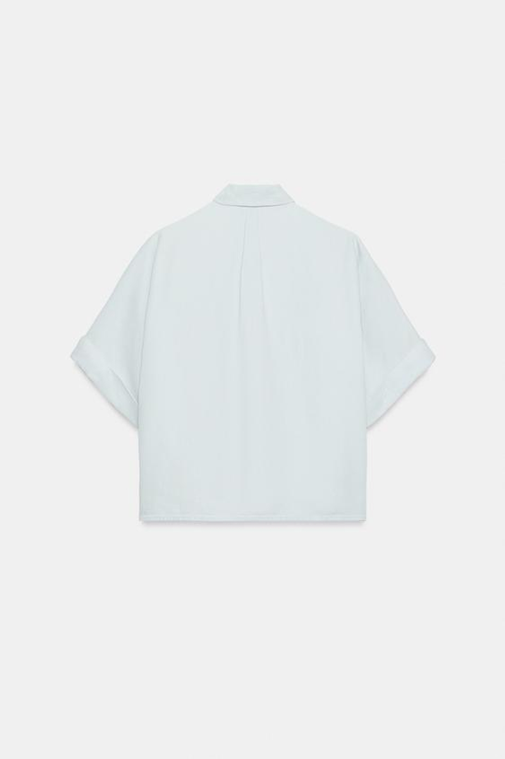 ZARA РУБАШКА СТРУЯЩЕГОСЯ ПОКРОЯ С КОРОТКИМИ РУКАВАМИ, ГОЛУБОЙ