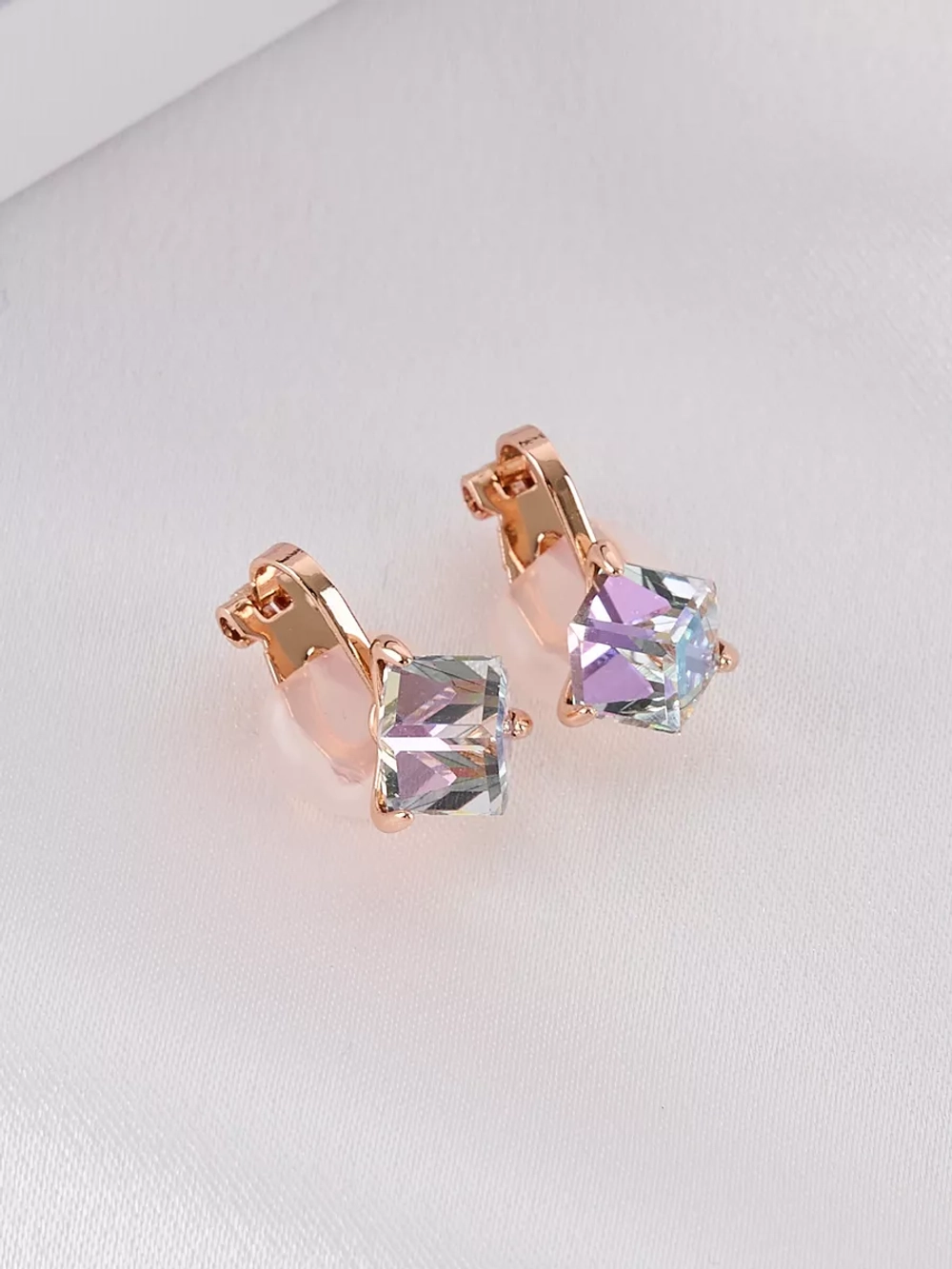 Клипсы Миражи с сиреневыми кристаллами Swarovski