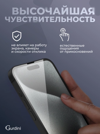 Стекло противоударное iPhone 15 Pro Max 6.7" Gurdini 3D Premium Glass черное