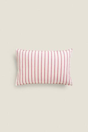 ZARA HOME ЧЕХОЛ НА ПОДУШКУ С КОНТРАСТНОЙ ПОЛОСКОЙ, КРАСНЫЙ