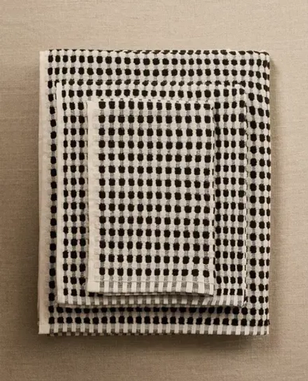 ZARA HOME ПОЛОТЕНЦЕ ИЗ ХЛОПКА С РЕЛЬЕФНЫМ УЗОРОМ, ЧЕРНЫЙ