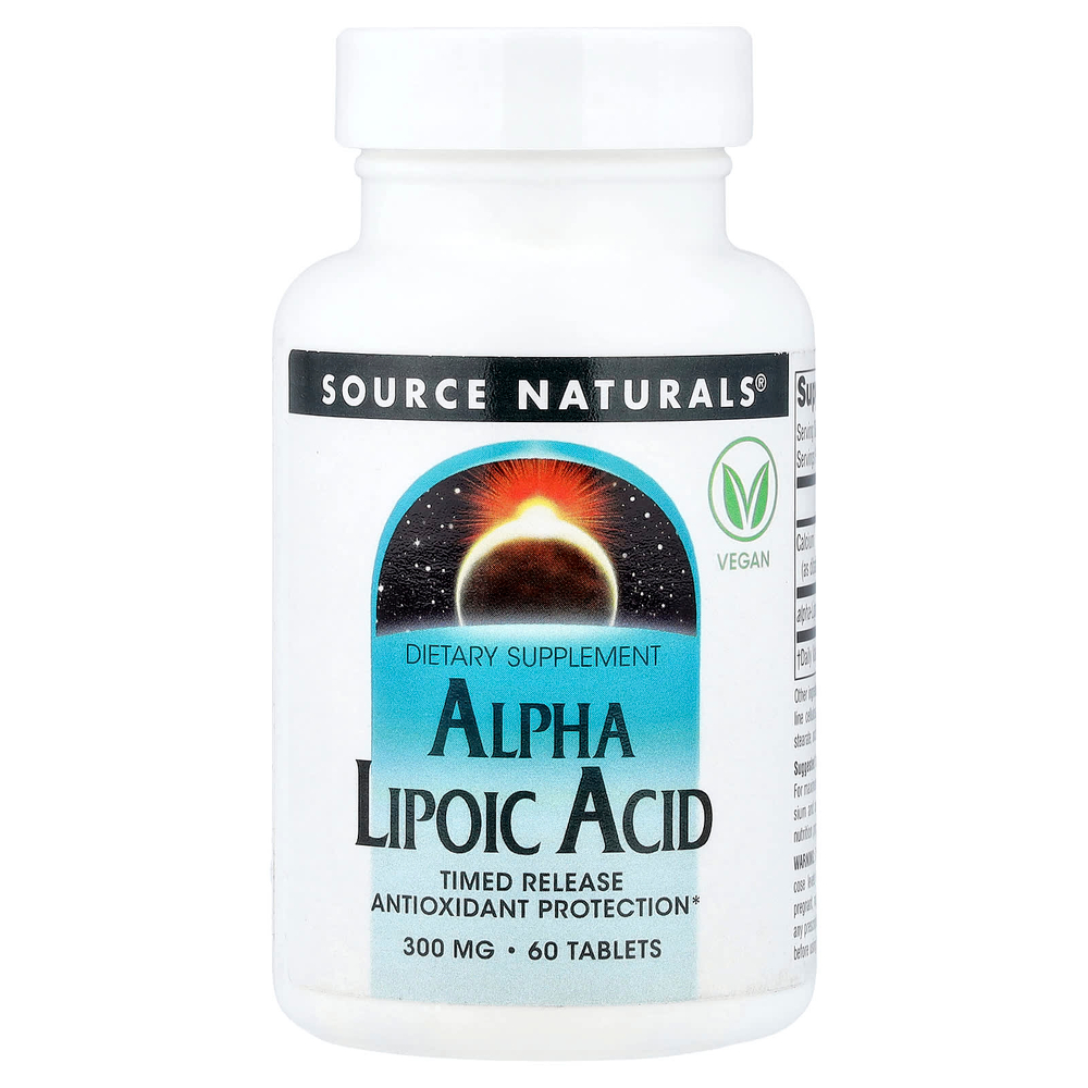 Source Naturals, альфа-липоевая кислота, замедленное высвобождение, 60 таблеток