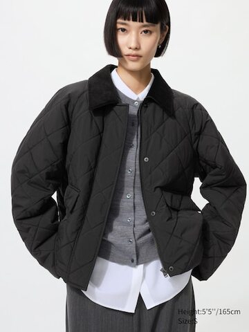 UNIQLO Короткая стеганая куртка, черный