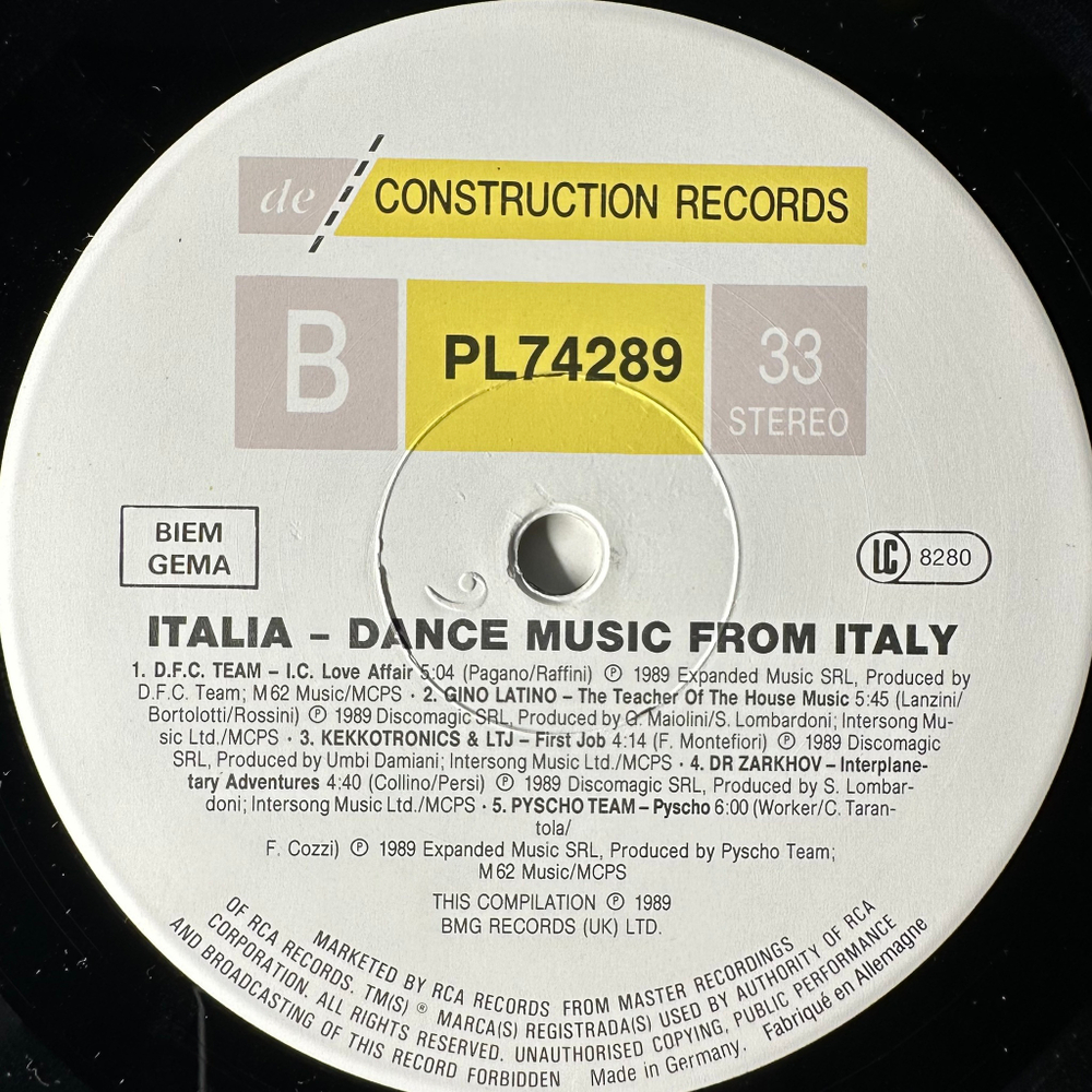 Сборник Italia - Dance Music From Italy (Германия 1989г.)