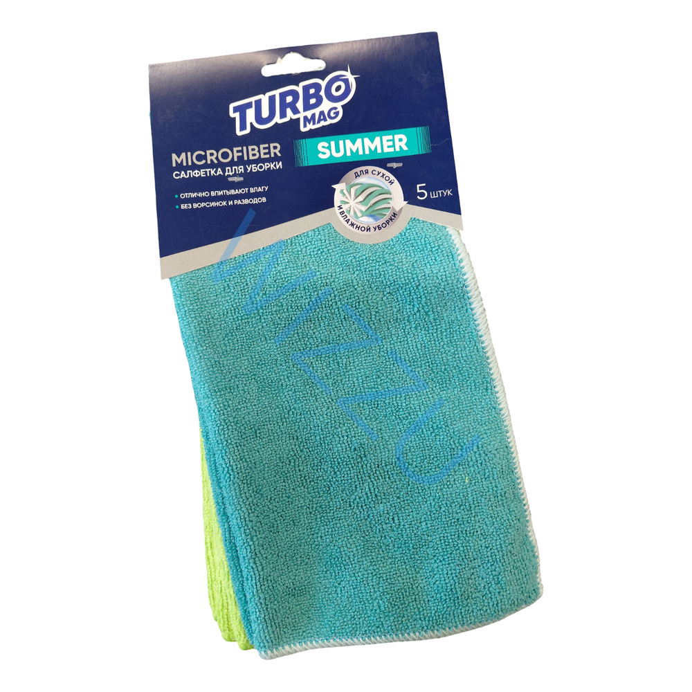 Салфетка универсальная "TURBOMAG" SUMMER, микрофибра  200г/м2, 30*30 см, 5 шт.