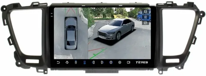 Магнитола для KIA Carnival 3 2014-2020 (большая рамка) - Teyes CC3-2K-360 на Android 10, Быстрая, 2K QLED, CarPlay, 4G SIM-слот, 4 камеры в комплекте