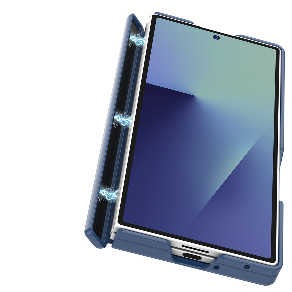 Усиленный чехол синего цвета с MagSafe для Samsung Galaxy Z Fold 7, серия Expn Series Magnetic от Dux Ducis