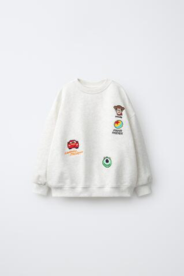 ZARA ТОЛСТОВКА С ВЫШИВКОЙ © DISNEY PIXAR, СЕРЫЙ МЕЛАНЖ