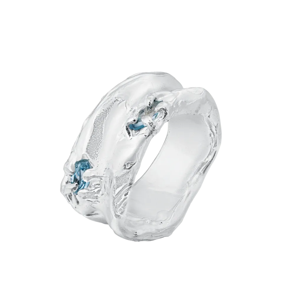 Арктическое кольцо, голубой фианит / Arctic Blue Stone
