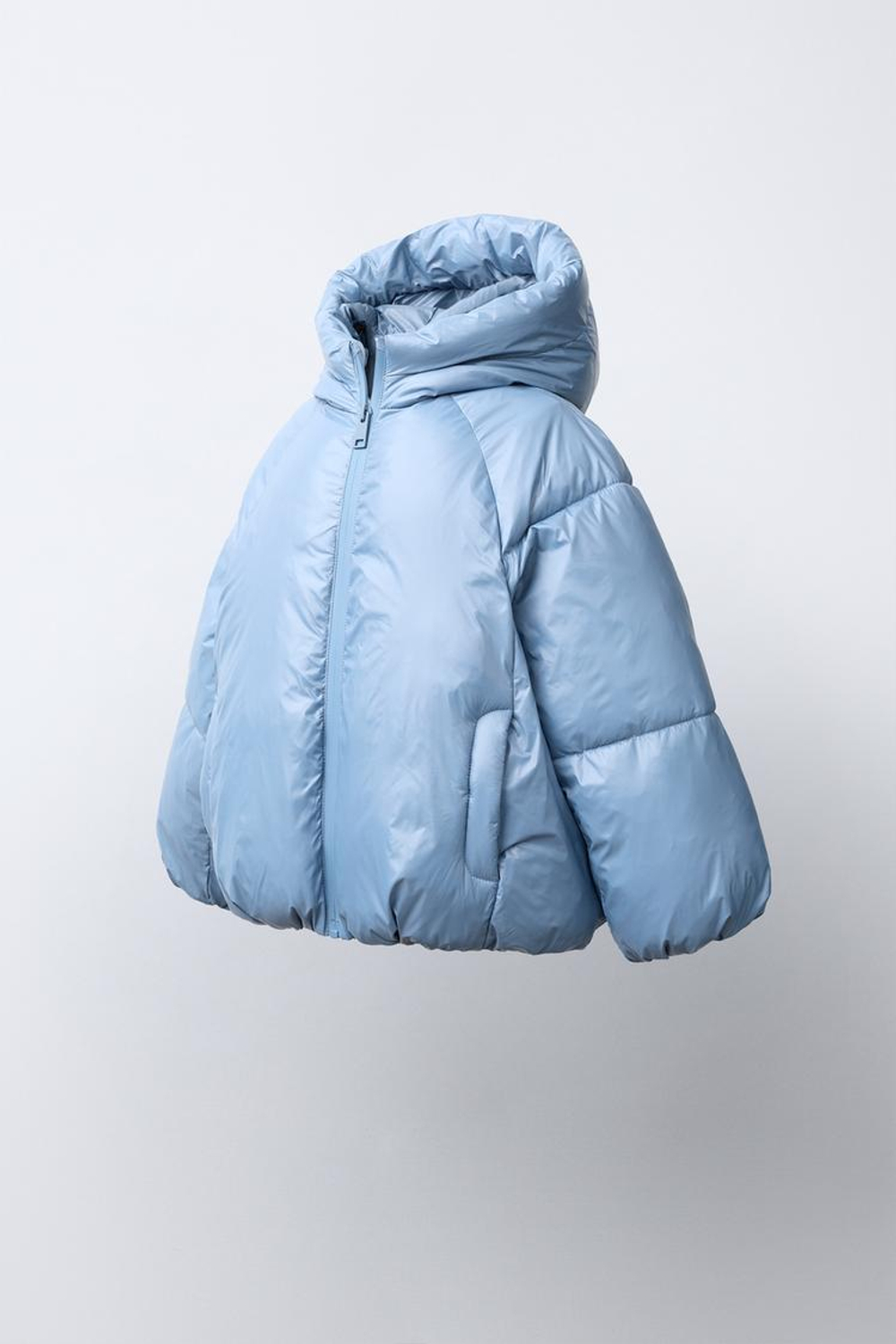 ZARA ПРОРЕЗИНИРОВАННОЕ СТЕГАНОЕ ПАЛЬТО WATER REPELLENT, СИНИЙ