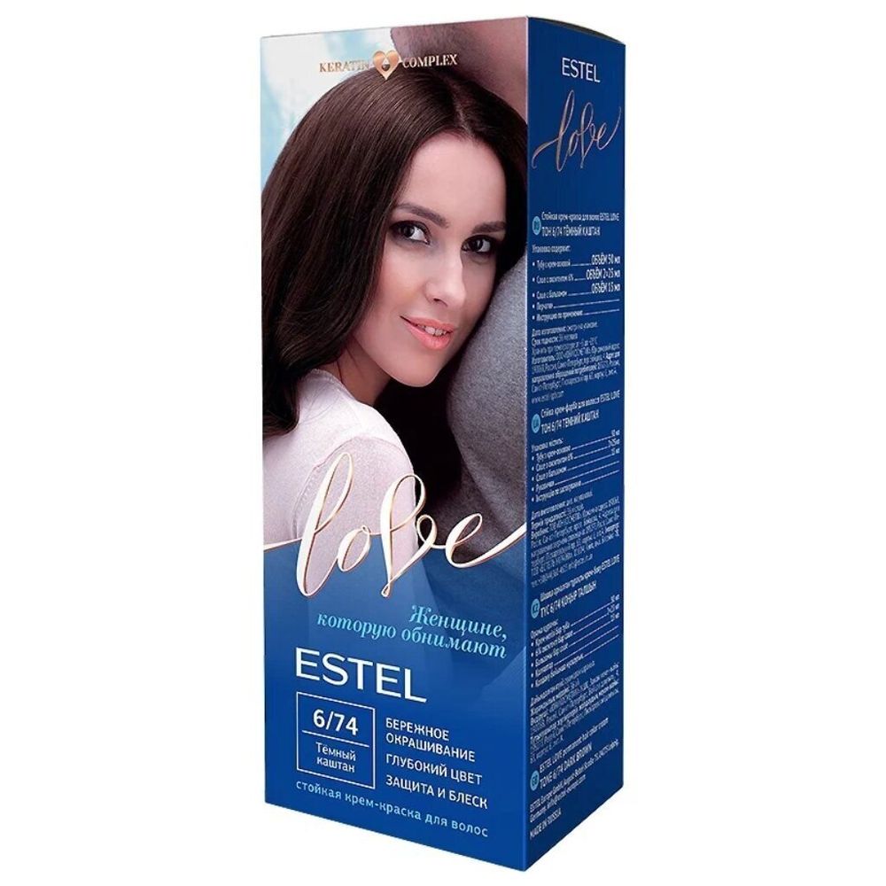Стойкая крем-краска для волос ESTEL LOVE тон 6/74 Темный каштан (115мл)/10