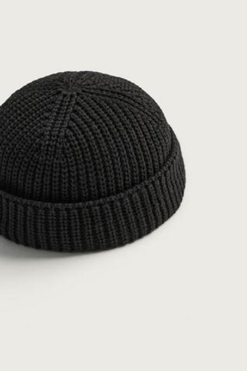 ZARA КОРОТКАЯ ШАПКА БИНИ ИЗ ХЛОПКОВОГО МИКСА, ЧЕРНЫЙ