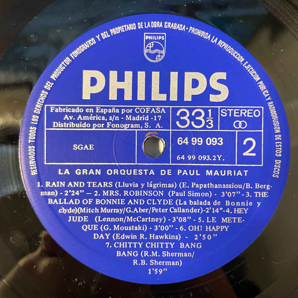 Винтажная виниловая пластинка LP Paul Mauriat La Gran Orquesta De Paul Mauriat (Испания 1972)