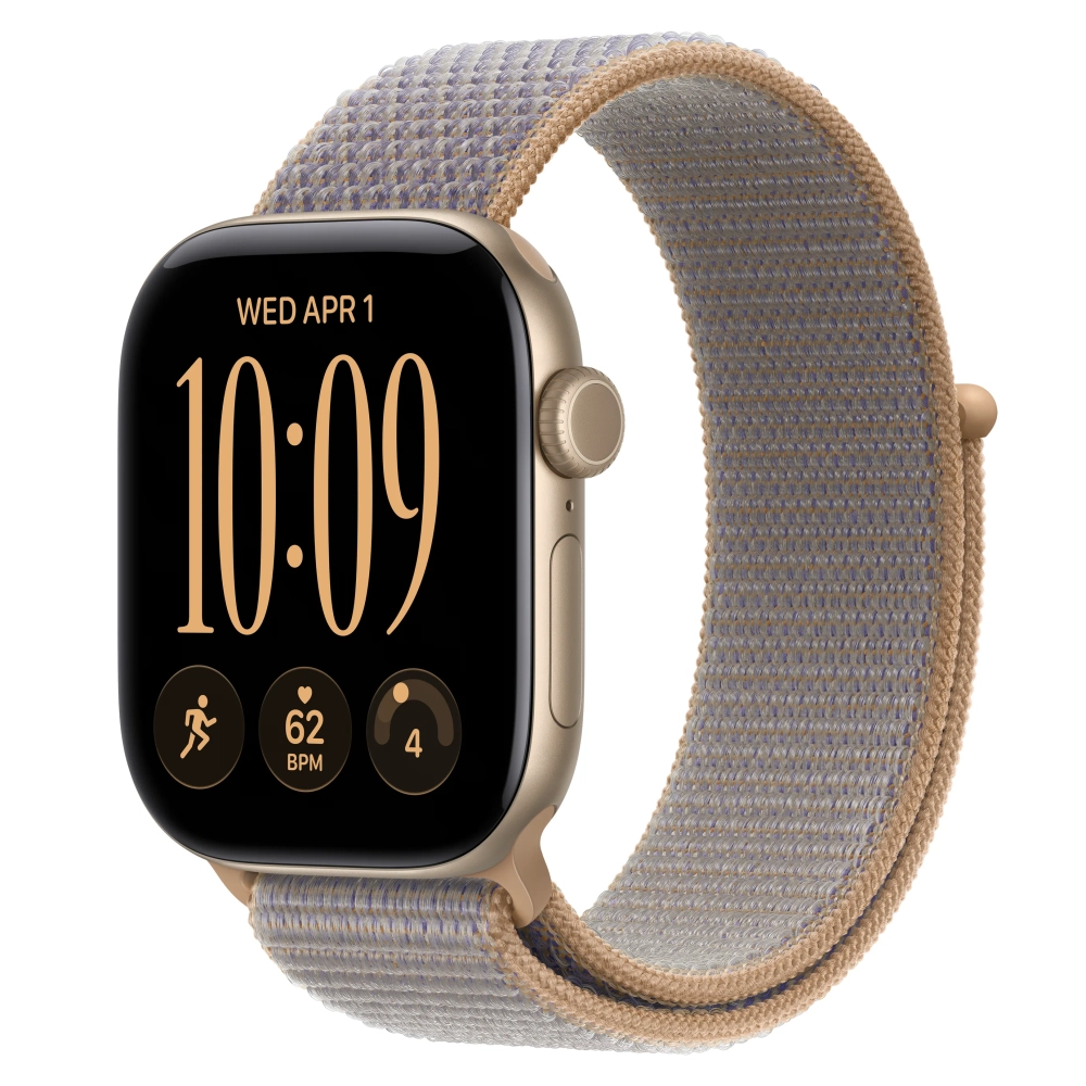 Умные часы Apple Watch Series 12 GPS, 42mm, Light Gold Aluminum Case with Chambray Blue Sport Loop