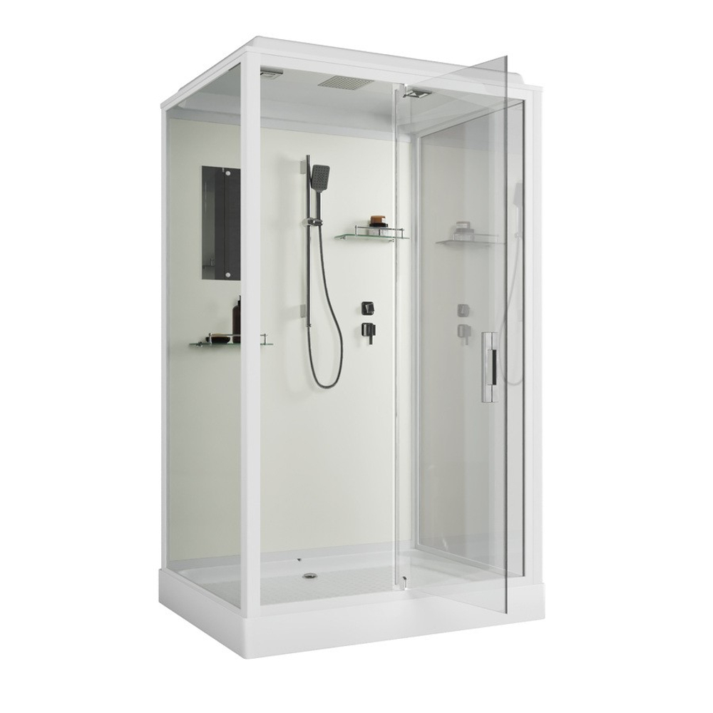 Душевая кабина Niagara Standart ST100/80/15Q (100х80х215) прямоугольник,поддон 15см,распашная,проф.белый,3 места