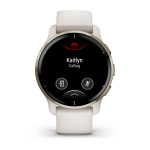 Часы Garmin VENU 2 PLUS цвета слоновой кости с безелем цвета кремовое золото и силиконовым ремешком, 010-02496-12
