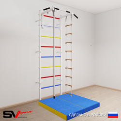 Шведская стенка Sv Sport усиленная 6144 (Турник стандарт/Канат/Лестница/Мат 1м)
