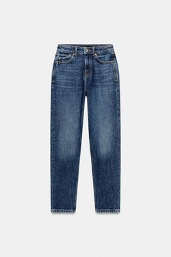 ZARA ДЖИНСЫ Z1975 MOM FIT С ВЫСОКОЙ ПОСАДКОЙ, СИНИЙ