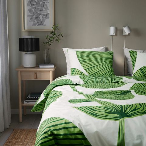 Комплект постельного белья IKEA KUNGSCISSUS (КУНГСКИССУС), Двуспальный, Белый с рисунком, 240x220, 50x80 см
