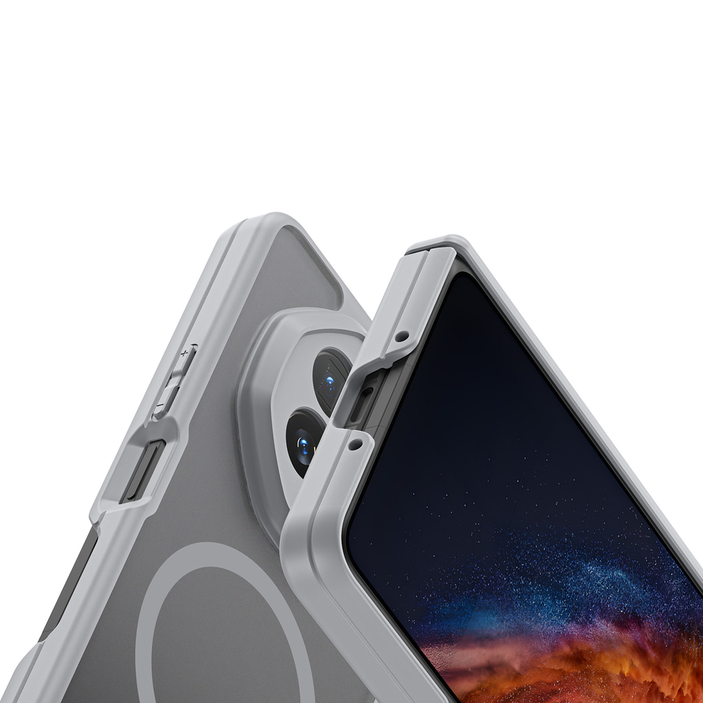 Усиленный чехол с серыми рамками и с MagSafe для Honor Magic V6, серия Expn Series Magnetic от Dux Ducis