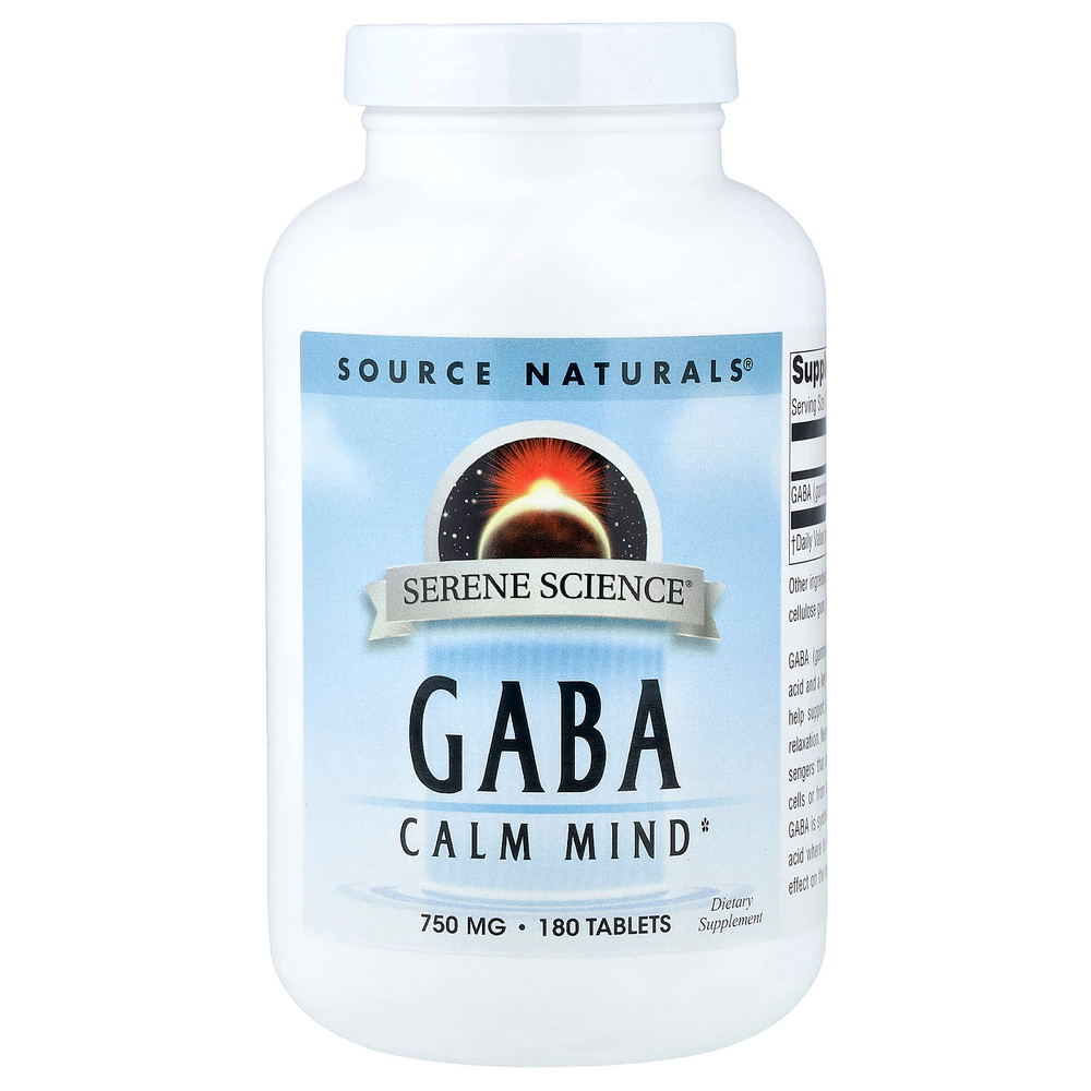 Source Naturals, Serene Science®, ГАМК, 750 мг, 180 таблеток