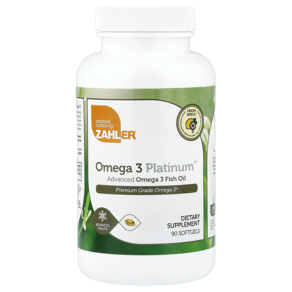 Zahler, Omega 3 Platinum™, усовершенствованный рыбий жир с омега-3, 90 мягких таблеток