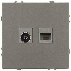 Розетка ЭРА Galaxy 15-3110-07 комбинированная RJ45+TV IP20 титан | Эра Galaxy