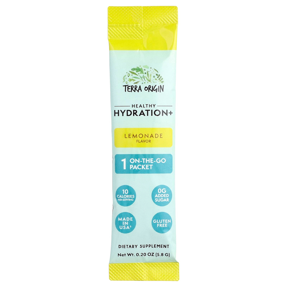 Terra Origin, Healthy Hydration +, лимонад, 30 пакетиков, по 5,8 г (0,20 унции)