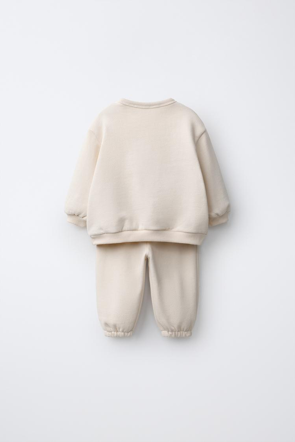ZARA КОМПЛЕКТ ИЗ ТОЛСТОВКИ И БРЮК-ДЖОГГЕРОВ, ЭКРЮ