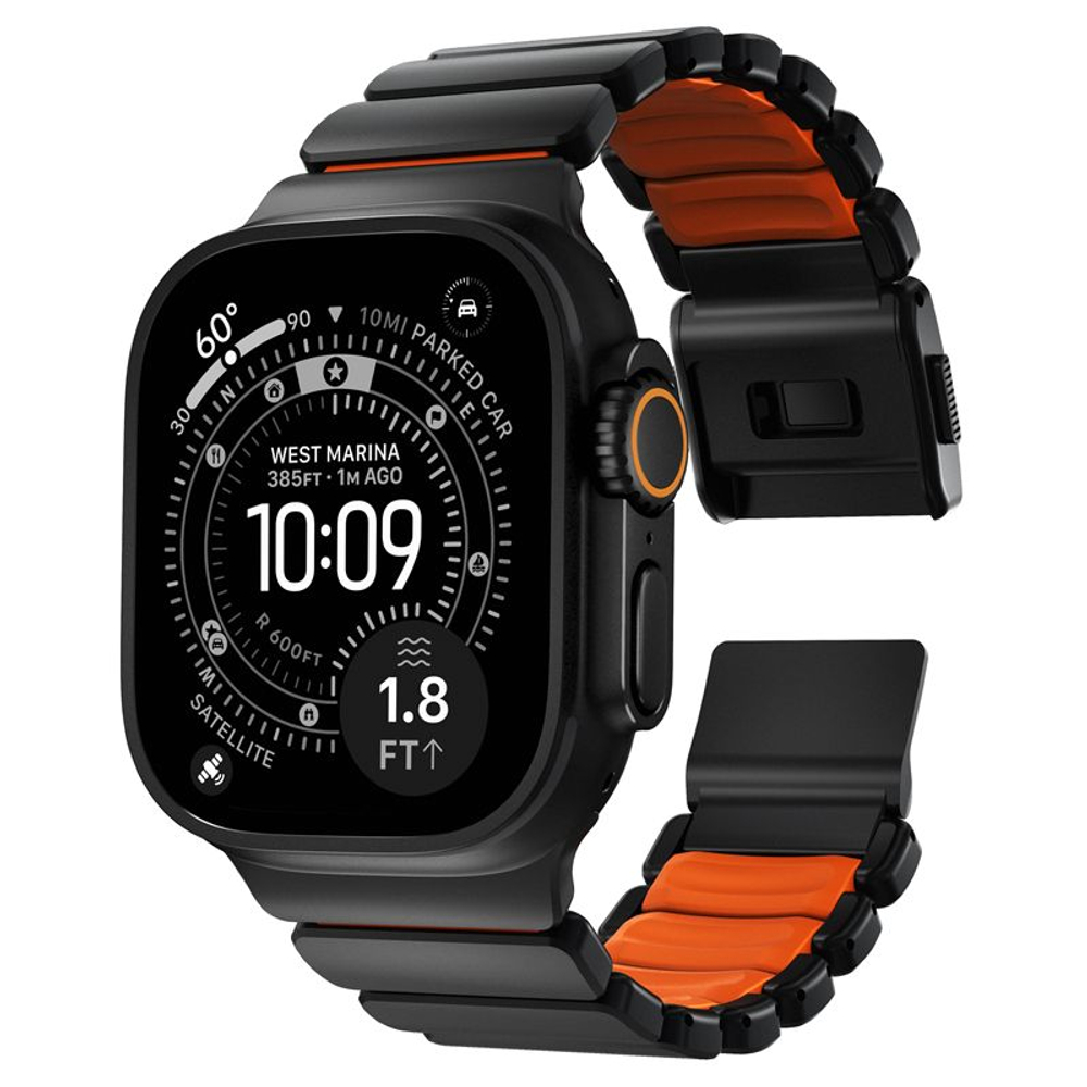 Ремешок Nomad Stratos Black Titanium Ultra Orange FKMдля Apple Watch 45/46/49mm