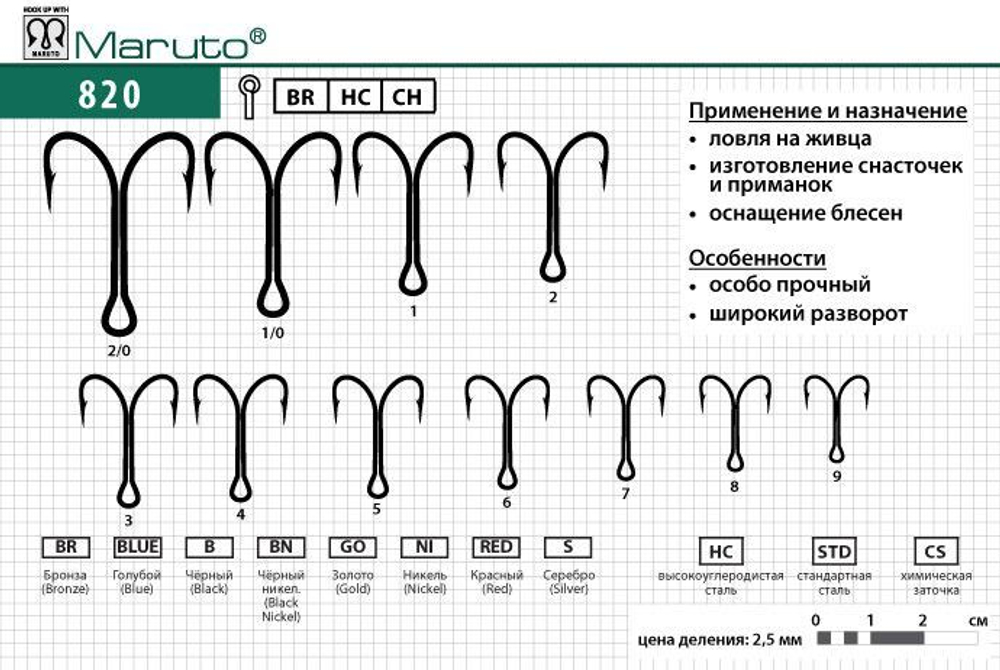 Крючки для рыбалки (двойник) Maruto 820 BR