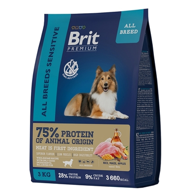 Brit Premium Sensitive Adult Ягненок/Индейка для собак 3 кг