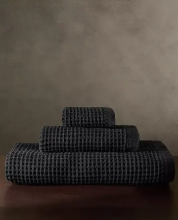 ZARA HOME ВАФЕЛЬНОЕ БАННОЕ ПОЛОТЕНЦЕ, ЧЕРНЫЙ