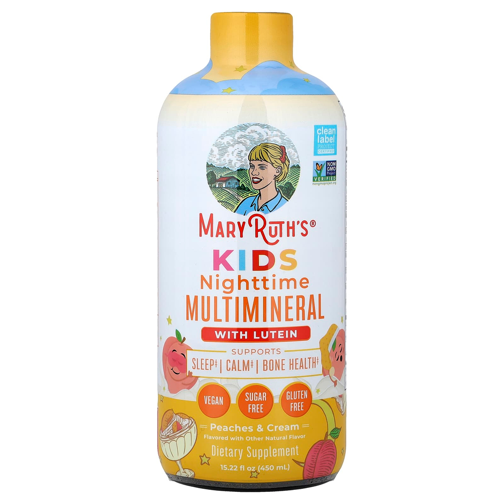 MaryRuth's, мультивитамины с лютеином, для детей, перед сном, персики и крем, 450 мл (15,22 жидк. унции)