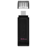 Флеш-диск 64 GB KINGSTON DataTraveler 70, разъем Type-C 3.2, черный, DT70/64GB