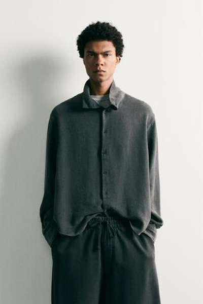 РУБАШКА RELAXED FIT С ВИНТАЖНЫМ ЭФФЕКТОМ — ZARA