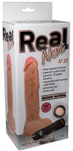 Реалистичный большой фаллос Real Next 9,4''№ 33 (вторая кожа, 12 режимов) (Цвет: телесный)