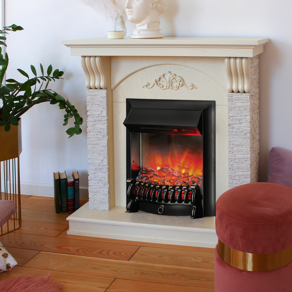 Каминокомплект Real Flame Corfino WT с очагом Fobos Lux Black RC